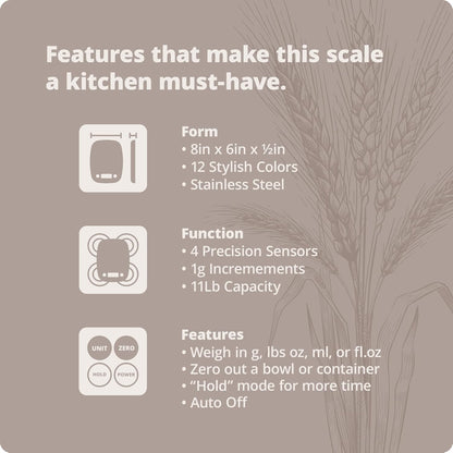 Greater Goods Food Scale – Digital Kitchen Scale, 1g Precision, Easy-Tare & Quick Conversion, Slim Compact Design, Durable & Portable | Ideal for Cooking, Baking & Meal Prep