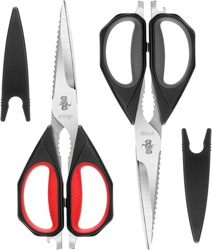 LIVINGO Kitchen Scissors, 2 Pack 9.25" Utility All Purpose Poultry Shears Heavy Duty Dishwasher Safe, Come Apart Sharp Stainless Steel Cooking Food Scissors for Cutting Meat, Chicken, Vegetable, Fish