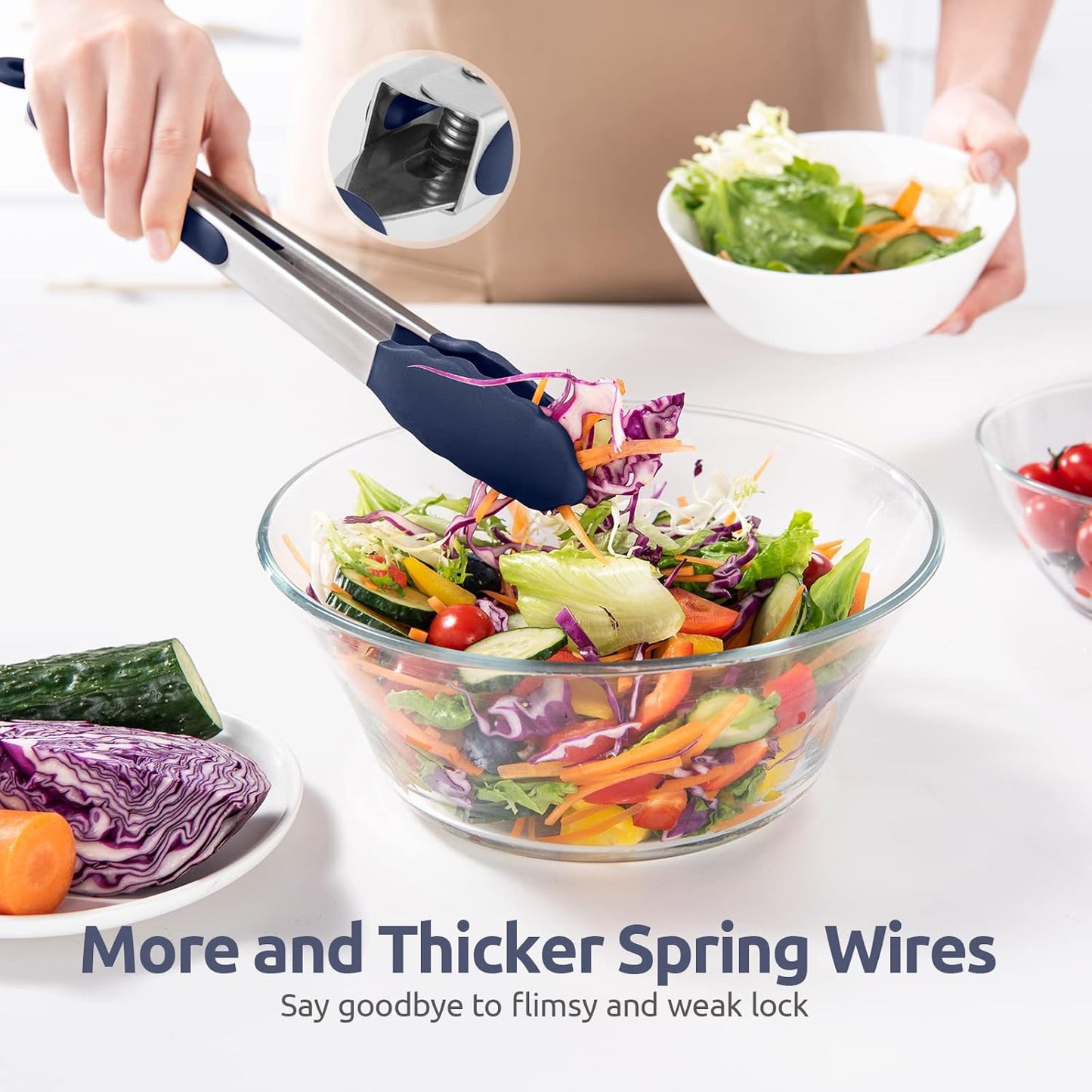 600ºF Heat Resistant Kitchen Tongs: U-Taste 9 inch Silicone Cooking Tong with Firm Sealed Non Stick Rubber Tips & Silicon Coated 18/8 Stainless Steel Handle & Smooth Locking for Serving Salad (Black)