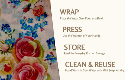 Beeswax Food Wraps (3-Pack S/M/L) – Reusable & Washable Food Storage Wraps, Plastic-Free Alternative for Sandwiches, Produce & Bowls