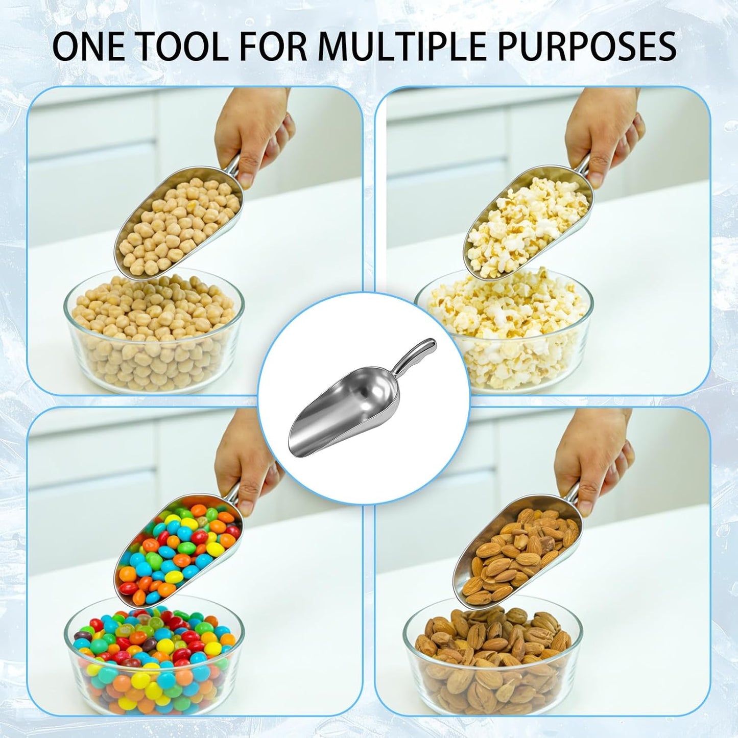 Pack of 2 Cast Aluminum Scoops,12 Oz. (Ounce) Ice Scoops, Dry Bin Scoop, Dry Goods Scoop, Candy Scoop, Spice Scoop,Suitable for Wedding, Buffet,Cast Aluminum By RARKVEN