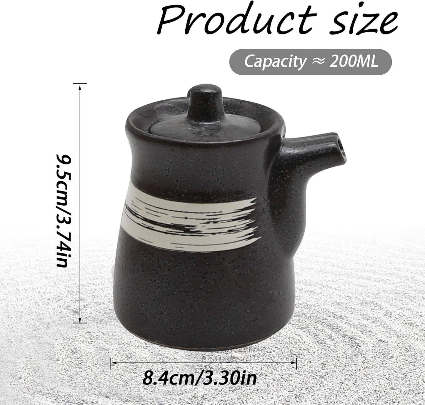MDEOOSKY Ceramic Seasoning Bottle, Japanese Style Earthenware Ceramic Oil Dispenser, Olive Oil Dispenser, Sushi Sauce Container, 6.76 fl oz