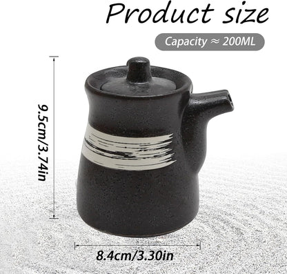 MDEOOSKY Ceramic Seasoning Bottle, Japanese Style Earthenware Ceramic Oil Dispenser, Olive Oil Dispenser, Sushi Sauce Container, 6.76 fl oz