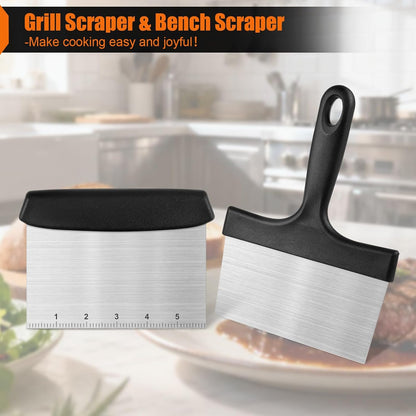 Bench Scraper,Dough Scraper,Premium Stainless Steel Dough Cutter with Measuring Scale,Multi- Purpose Food Scraper for Pastry,Cake,Pizza,Bread,Cooking