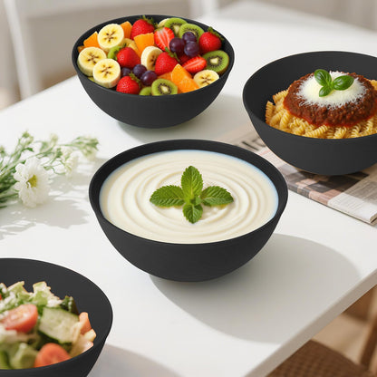 Wheat Straw Bowls Set with Lids, Unbreakable 40 OZ Cereal Bowls Set of 4, Salad Container for Lunch, Microwave & Dishwasher Safe Bowl Set for Kitchen, Picnic, RV, Camping, Multi