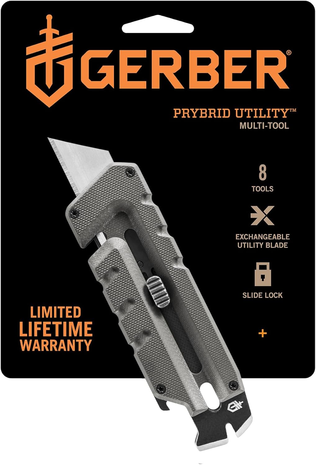Gerber Gear Prybrid Utility Knife with Pocket Clip, Box Cutter Retractable Blade, Heavy Duty Utility Razor with Pry Bar, Bottle Opener, and Wire Stripper, Multi tool Pocket Knife, Blue with Clip