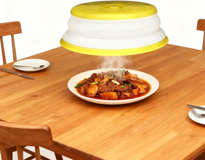 Microwave Splatter Cover, Collapsible Microwave Plate Cover Vented for Food Splatter Guard Fruit Drainer Basket Colander Kitchen Gadget (Yellow)