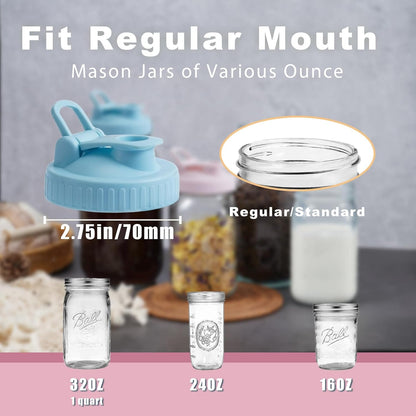 FyndraX Pour Spout Lids for Ball Wide Mouth Mason Jars, Airtight Canning Jar Flip Cap Top Lid for Drinking, Salad, Dressing Pouring, Leak-Proof, Pack of 4