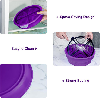 FJNATINH Collapsible Batter Bowl - Mess Free Better Breader Shaker Bowl with Lid Breading Shaker Container - Great for Fried Fish, Fried Chicken, Onion Rings, Wings & More,No Leak,Easy to Store