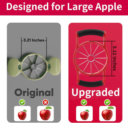 OOKUU Extra-Large Apple Slicer & Corer – 16-Blade Heavy Duty Stainless Steel Apple Cutter, Safe & Quick Apple Divider for Apples, Pears & More, with Clear Catch Bowl