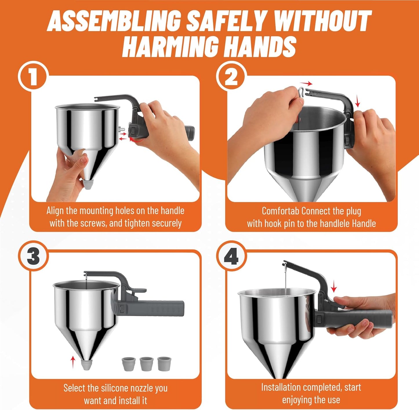 40oz Pancake Batter Dispenser, Stainless Steel Cake Dispenser with Stand, Great for Pancakes, Cupcake, Waffle or Any Baked Goods, Durable, Leak-Free, Space Gray