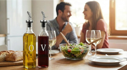 GREENOLIVE Olive Oil Dispenser Bottle - 17 oz. Clear Glass Bottle with No-Drip BPA-Free Spout - Ideal for Kitchen and Cooking Essentials - Single Bottle