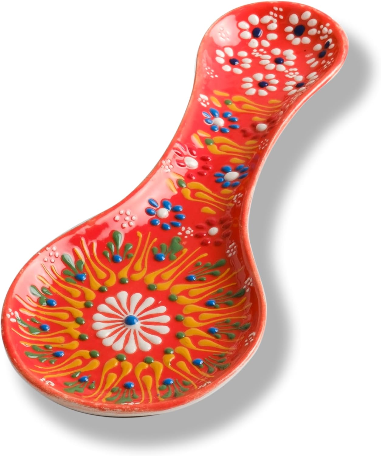 Handmade Spoon Rest, Ceramic Spoon Rest for Stove Top, 10" Spoon Rest for Kitchen Counter, Dishwasher Safe Spoon Holder for Stove, Housewarming Gifts Utensil Rest, Colorful Spoon Rests (Black)