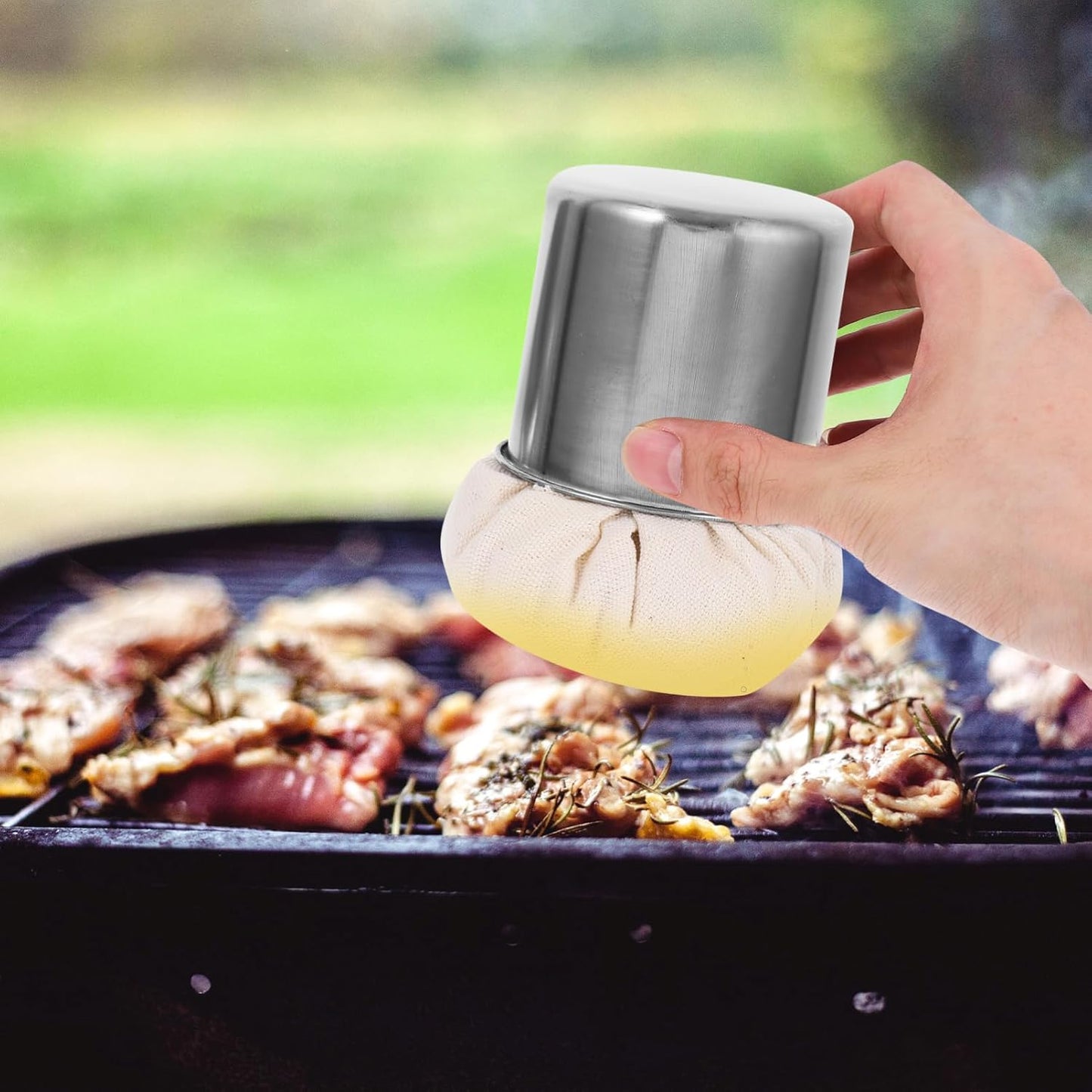 DOITOOL Pancake Grease Brush, Oil Brush for Cooking, BBQ Grill Oil Applicator Cooking Accessory Mop Tools Wiper (with Tray) Crepe Spreader Basting Sauce Pancakes Tools