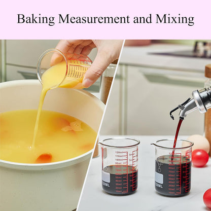 Ackers Mini Glass Measuring Beaker Set, Borosilicate, 2oz 4oz 8oz Measuring Cups