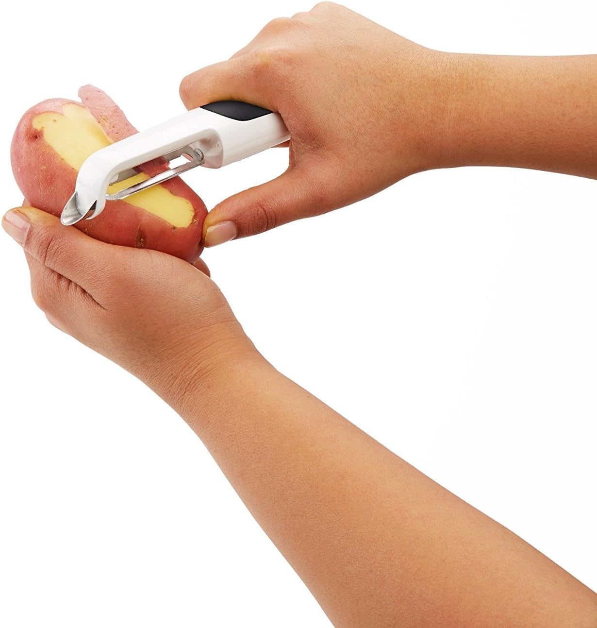Zyliss Swivel Peeler – Ultra-Sharp Stainless Steel Blade for Potatoes, Carrots & Soft Fruits – Ergonomic Wheatstraw Grip – Built-in Eye Cutter & Safety Cover – Dishwasher Safe – Vegetable Peeler