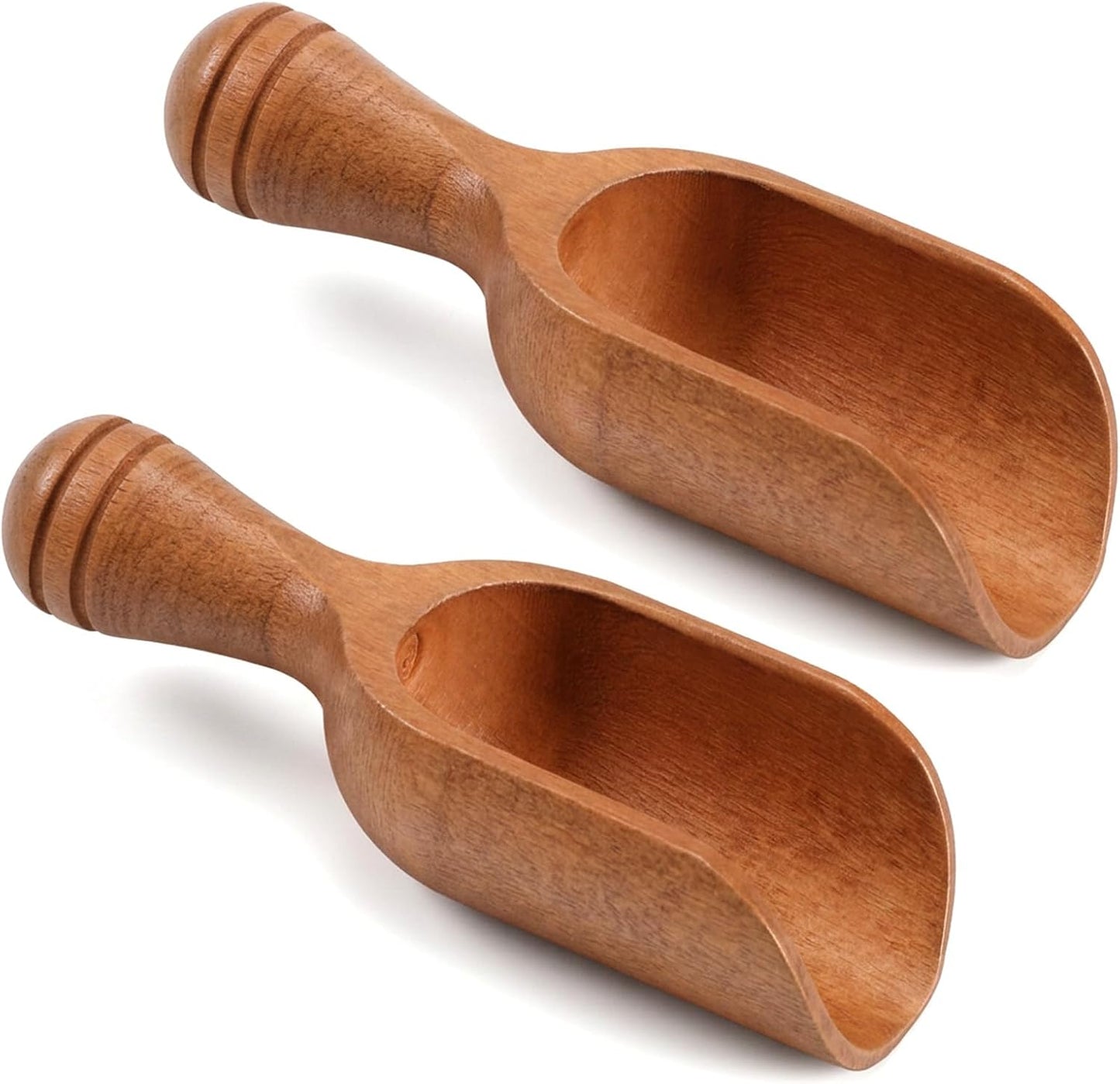2 Pcs Wooden Scoops for Jars, Acacia Wood Scoops for Jars Multipurpose Measuring Spoons for Coffee Tea Bath Salt (Natural Wood, 4.6 Inch)