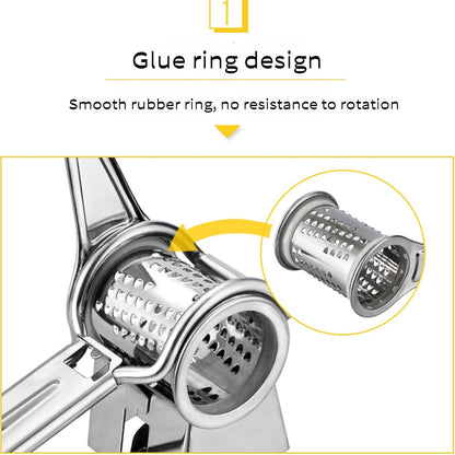 Manual Rotary Cheese Grater, 304 Stainless Steel Rotary Cheese Grater, Hand-Crank Cheese Shredder for Parmesan, Cheddar, Chocolate, Nuts & Vegetables, Manual Cheese Grinder