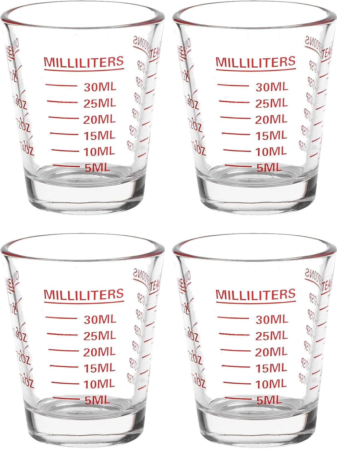 Shot Glass Measuring Cup | Non Fading | Bar Bartender Accessories, Jigger for Bartending | Tablespoon Measuring Spoon (2, White)