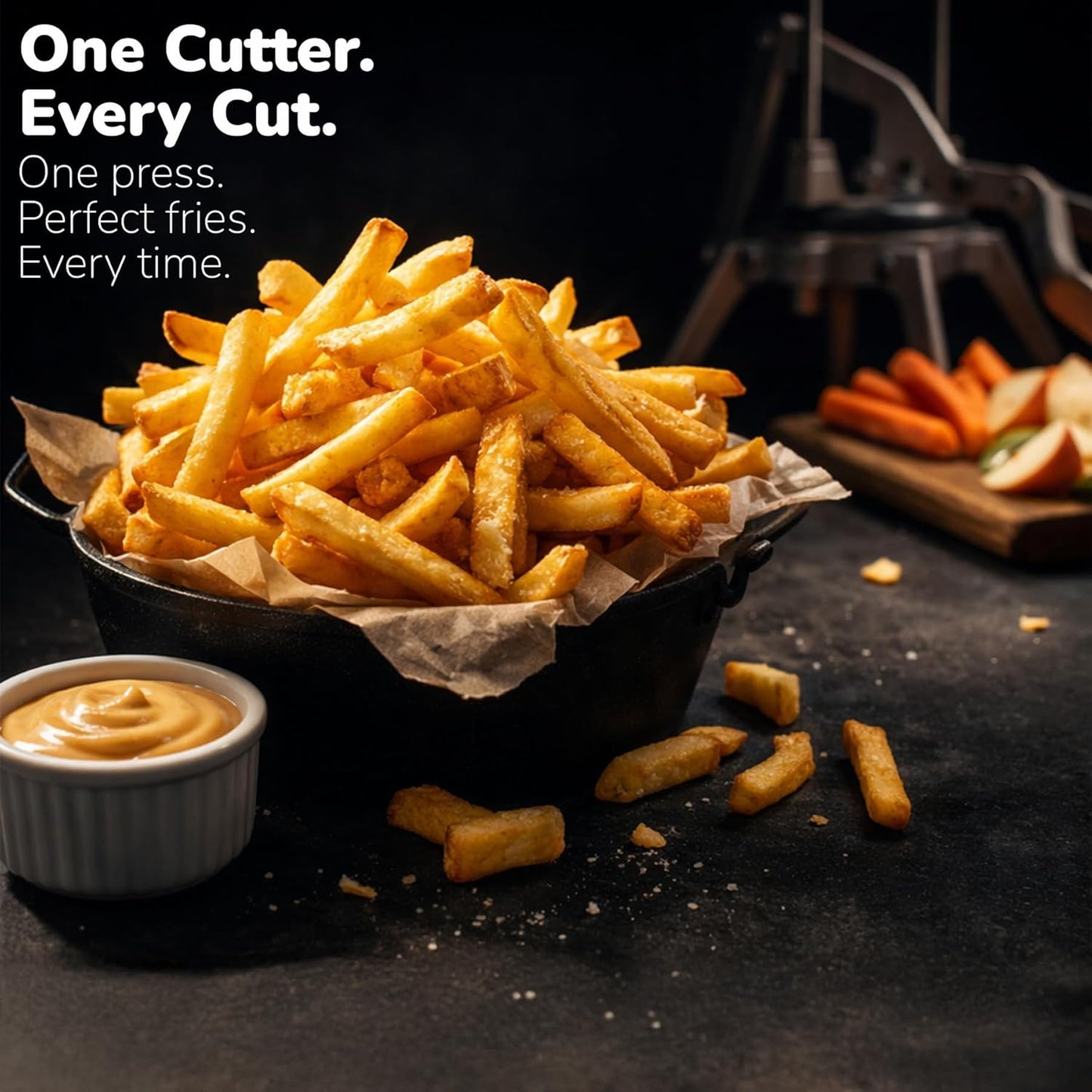 Commercial Grade French Fry Cutter, Sweet Potato & Yam Capable, Removable Legs and Case for Compact Storage, 3 Blade Sizes (1/4"- 3/8"- 6-Wedge), Potato, Fruit and Vegetable Slicer & Dicer by POP
