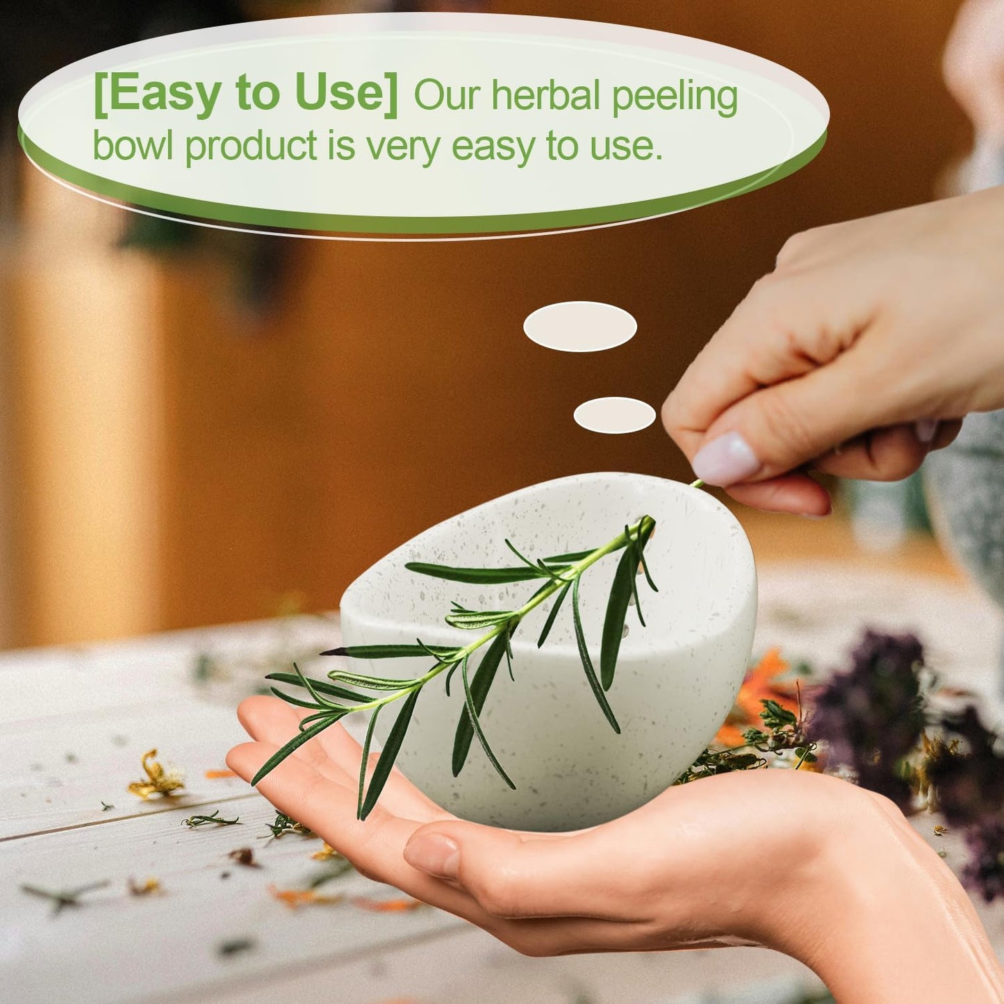 1Pcs Herb Stripper, Pottery Herb Stripper Bowl，Comes With A Cleaning Cloth And A Cleaning Brush.Suitable For Stripping Leafy Herbs.