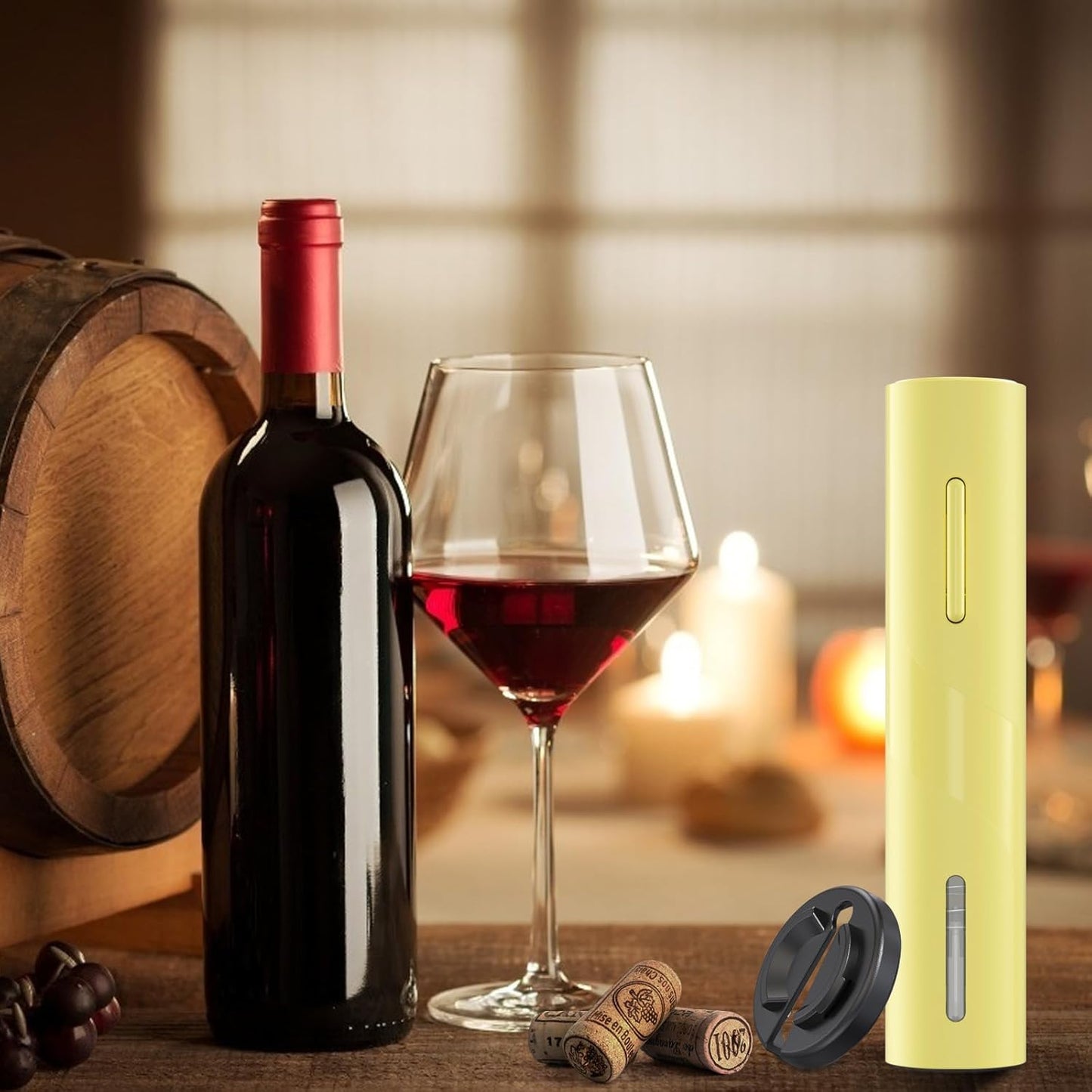 COKUNST Electric Wine Opener, Battery Operated Wine Bottle Openers with Foil Cutter, One-click Button Corkscrew Remover for Home Kitchen Party Wedding