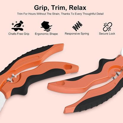 7" Curved Gravity Shears, SUS420J2 Micro-Serrated Floral Scissors, Heavy-Duty Flower Shears with Safety Lock, Ambidextrous Grip for Gardening, Crafting, Herb & Fresh Flower Cutting(Curved)