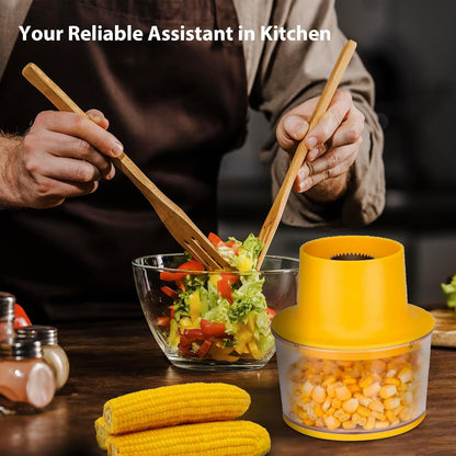 Corn Stripper, 2 in 1 Multi-functional Corn Peeler and Ginger Grater with Bowl and Hand Protector,Quick Remove Corn Kernel