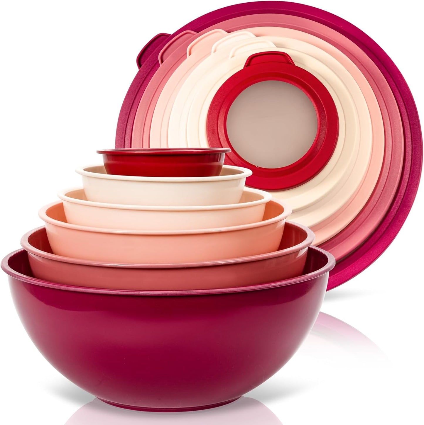 WHYSKO Mixing Bowl Set, 12 Piece Colorful Plastic Mixing Bowls with Lids Set for Food Prep Storage and Serving, Microwave and Dishwasher Safe for Kitchen Baking Cooking