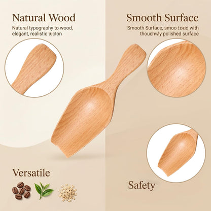 Wooden Scoops for Jars Laundry Scoop Wooden Coffee Scoop Small Scoops for Canisters Wooden-Measuring Spoons Scooper for Seasoning Bath Laundry Detergent Loose Tea Rice Flour Matcha