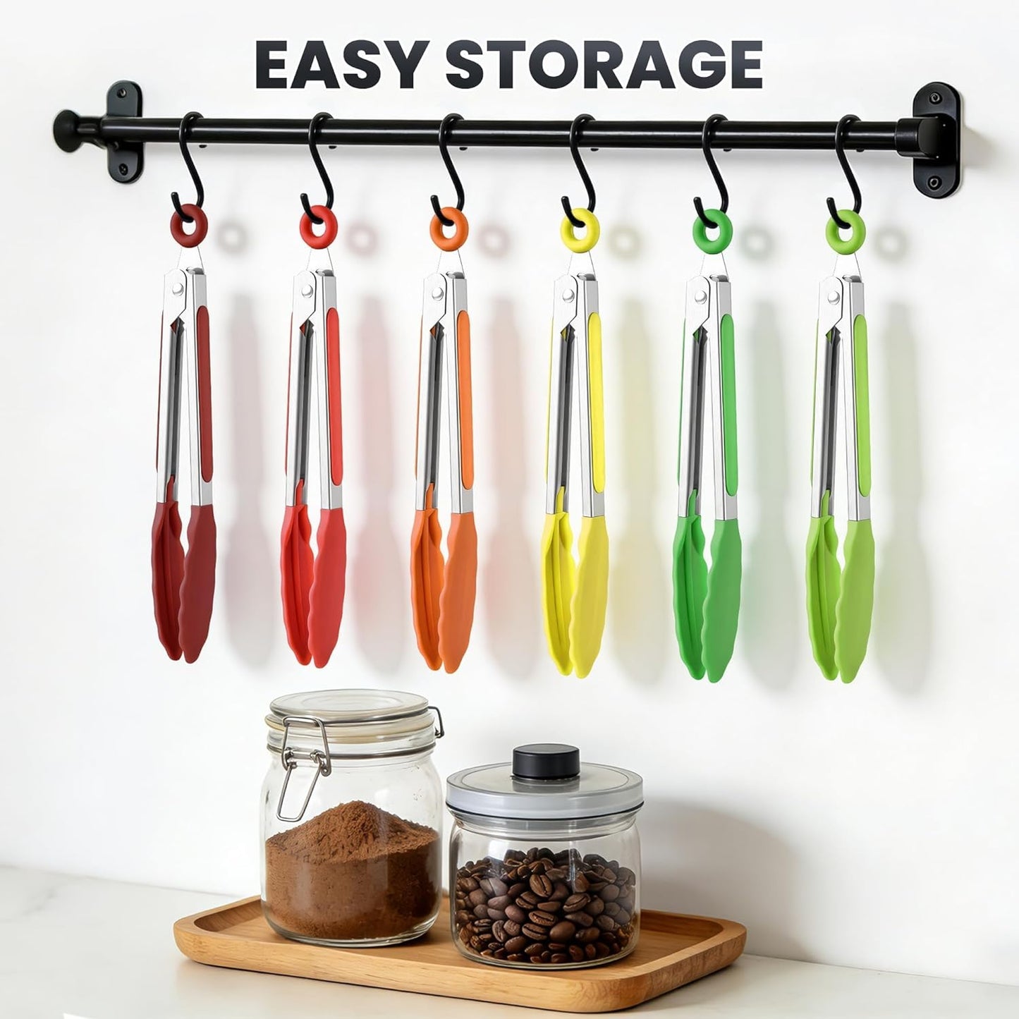 Kitchen Tongs Set of 3, Cooking Tongs with Silicone Tips, Non-Stick Non-Scratch Heat Resistant Tongs for Grilling Cooking BBQ Salad Serving (Multicolor, 7/9/12 Inch)