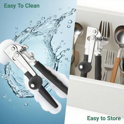 Commercial Can Openers Manual - Hand Crank Can Opener Heavy Duty With Comfortable Extra-Long Handles Swing Away Can Opener for Seniors 3 In 1 Large Handheld Can Open With Ergonomic Handle