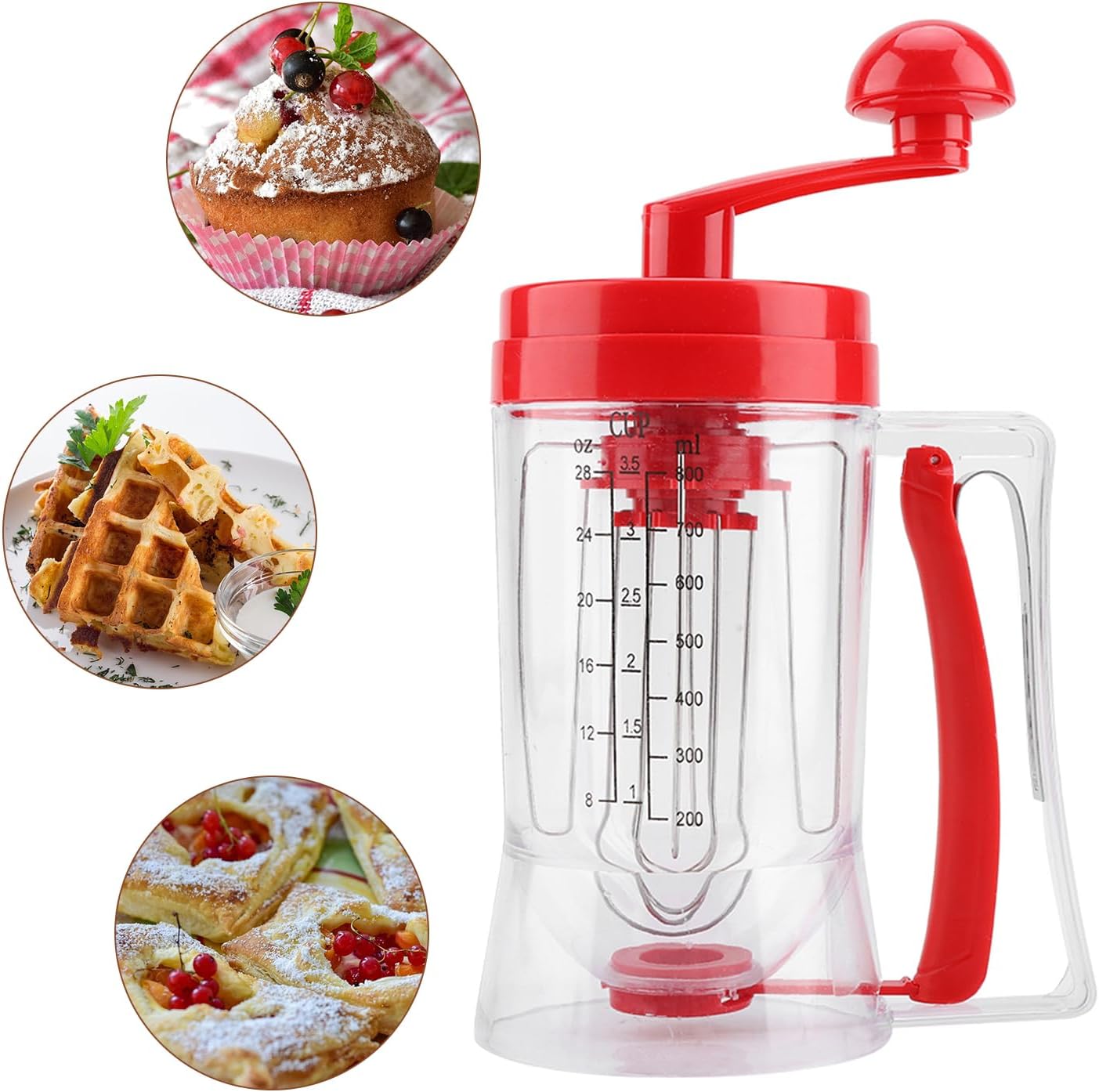 Pancake Batter Dispenser Hand Held Manual Pancake Dispenser for Batter, Cupcake Blender Machine Baking Tool for Cakes Waffles Batters