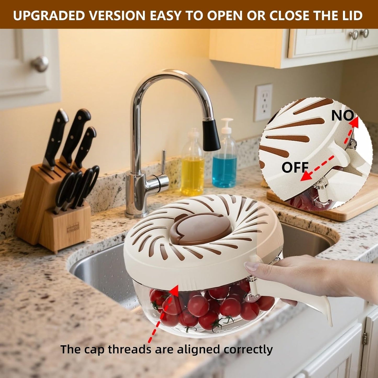 New Upgrade Fruit Washing Bowl with Strainer,3 in 1 Multipurpose Drain Basket with Lid & Ice Box,Foldable Handle Fruit Strainer,Fruit Washer Perfect for Fridge Storage and Outdoor Picnics(1 QT)