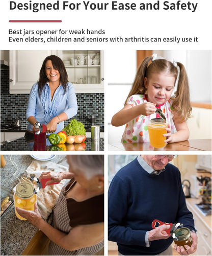 CYDW Mason Jar Opener Tool with Soft Touch Handle, No Lid Dents or Damage, Can Opener Manual Multi-Purpose, Easy Twist Manual Handheld Top Remover, Canning Supplies, Bottle Opener, Made for Lifetime