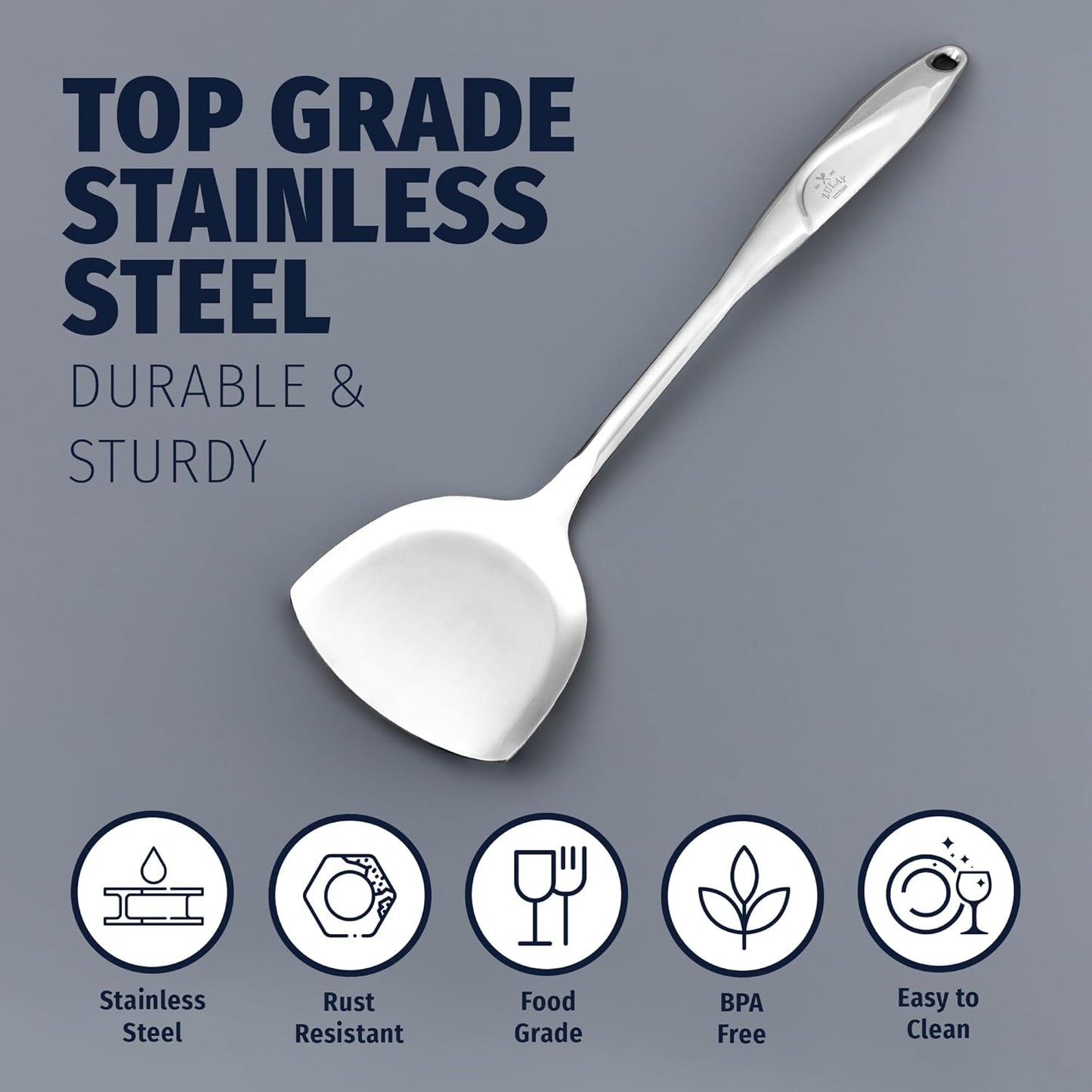 Zulay Kitchen Stainless Steel Spatula - 14.8” Heat-Resistant Metal Slotted Turner for Cooking, Frying & Grilling - Durable, Rust-Proof & Dishwasher Safe Kitchen Utensil for Everyday Use