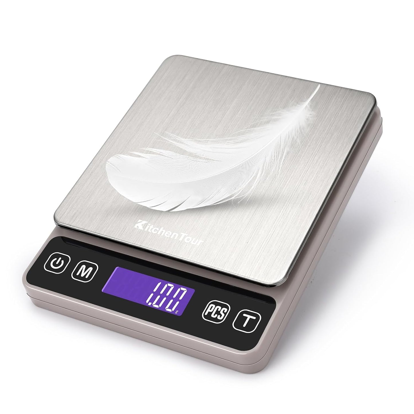 KitchenTour Digital Kitchen Gram Scale - 500g/0.01g - High Accuracy Precision Food Scale - Meat Scale with Back-Lit LCD Display(Batteries Included)-Black