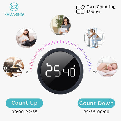 Amber Quick Que Kitchen Timers, Visual timers Large LED Display Magnetic Countdown Countup Timer for Classroom Cooking Fitness Baking Studying Teaching, Easy for Kids and Seniors (Amber)