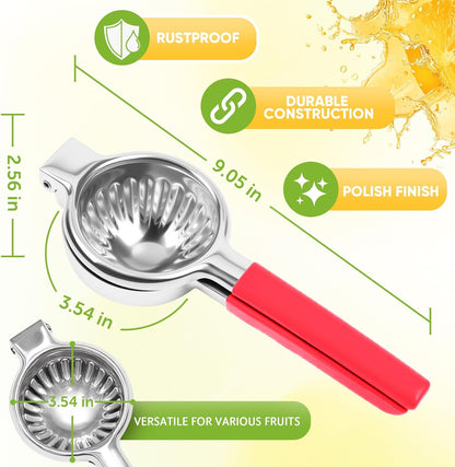 Lemon Squeezer Large, Lemon Squeezer Juicer Stainless Steel, Heavy Duty Manual Citrus Juicer Hand Press, Kitchen Tools Lime Squeezer Bar Tool, Easy to Clean Metal Lemon Hand Press