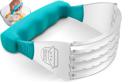 Pastry Cutter Tool - Heavy Duty Stainless Steel Pastry Blender, Comfortable Handle, Dishwasher Safe, Perfect Flaky Pie Crust & Biscuits - Blue