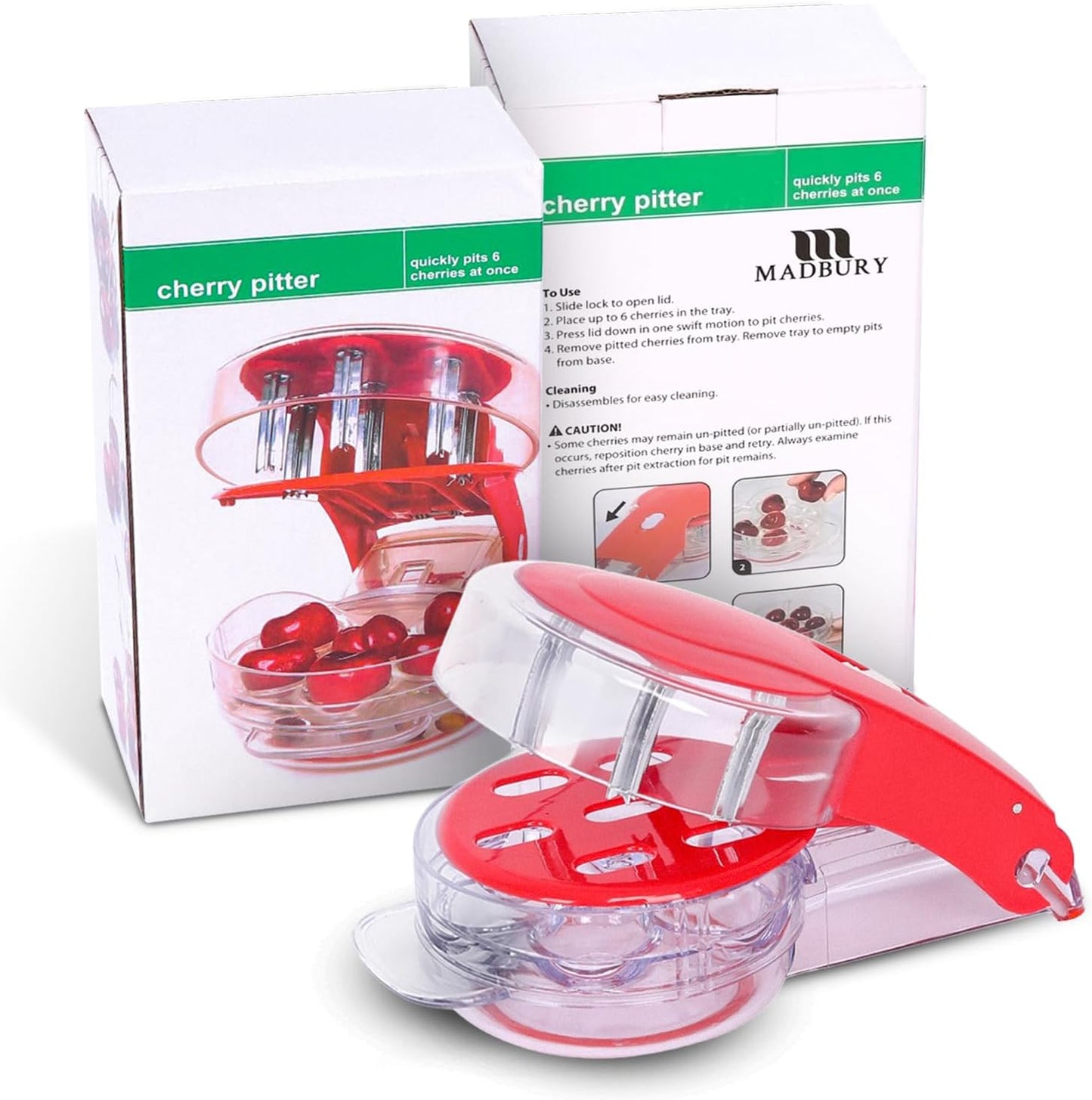 Cherry Pitter Tool - 6 Cherry Multi Pitter, Cherry Seed Remover & Cherry Pit Remover Tool, Stainless Steel Cherry Corer for Large Batch Prep, Baking, Canning & Olives