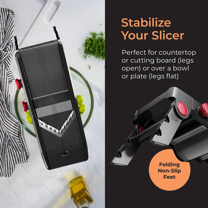MuellerLiving Mandoline Slicer for Kitchen, Stainless Steel, Slice or Julienne, Vegetable Chopper, Fruit Slicer