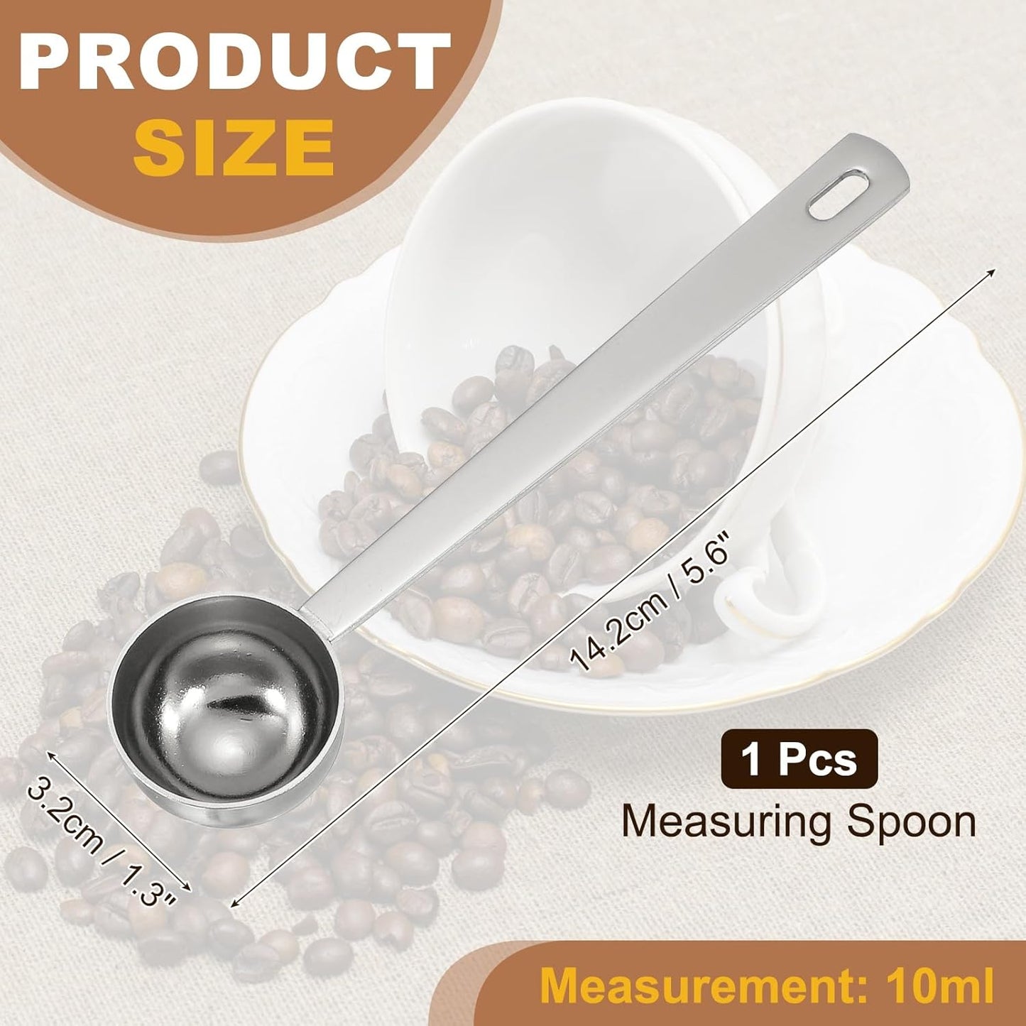 uxcell Measuring Spoon, 15ml Long Handle Table Scoop Teaspoon Coffee Scoop Spoon for Ground Coffee Tea Sugar Cooking Baking, Black