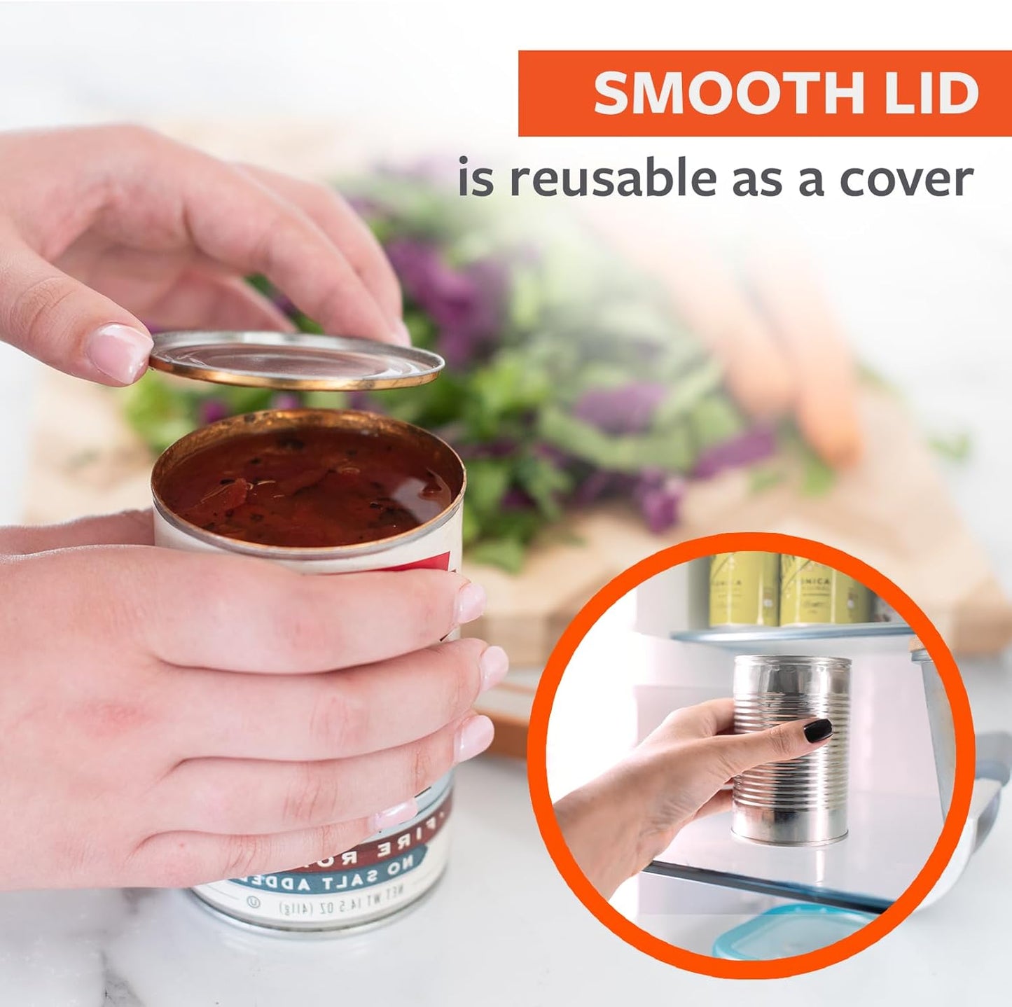 Full Circle Smooth Operator - Smooth-Edge Stainless Steel Can Opener, Safe & Easy No More Sharp Rims, Compact Portable Design with Integrated Bottle Opener