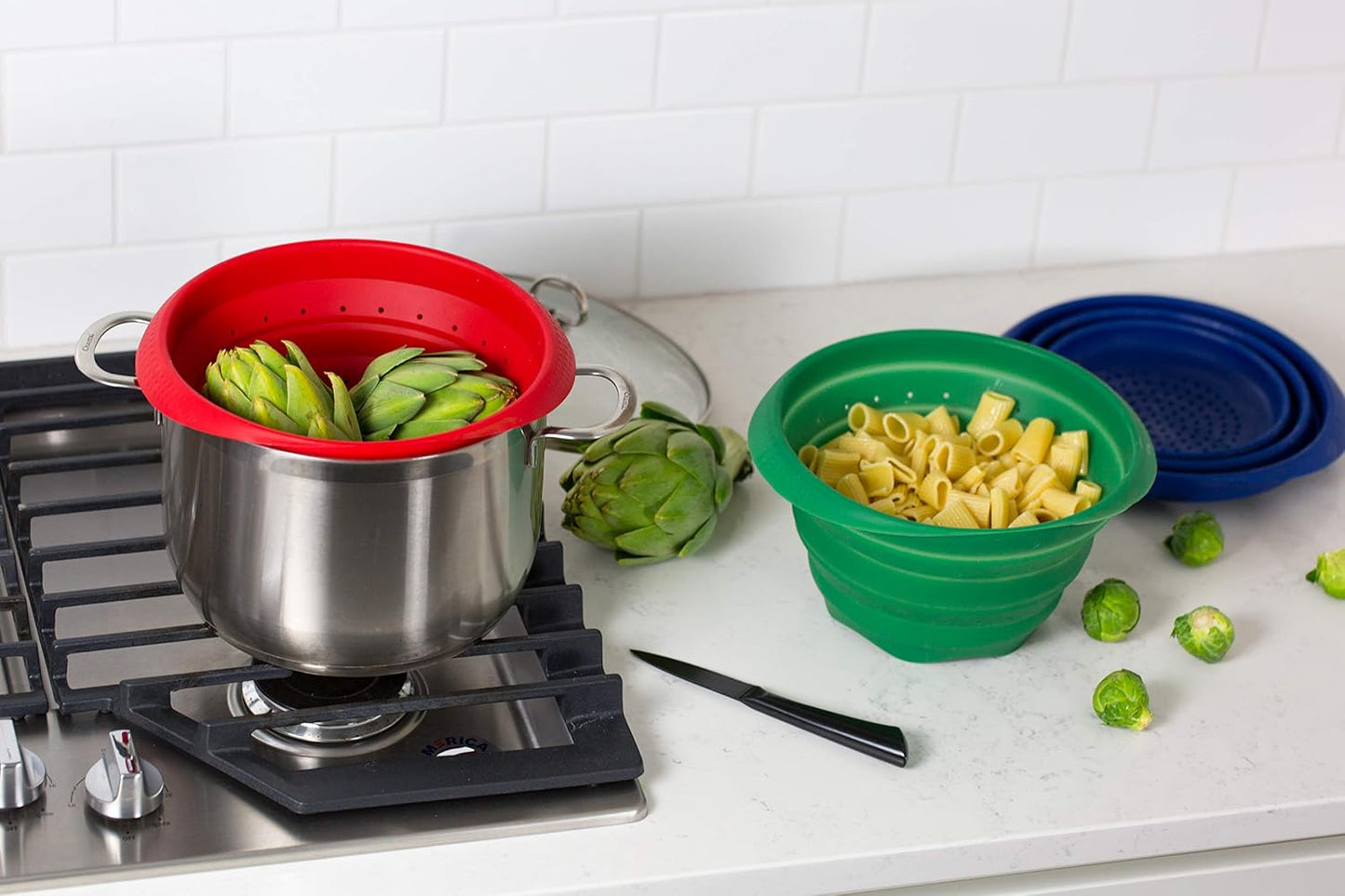 Better Houseware 4-Quart Silicone Collapsible Colander - Green