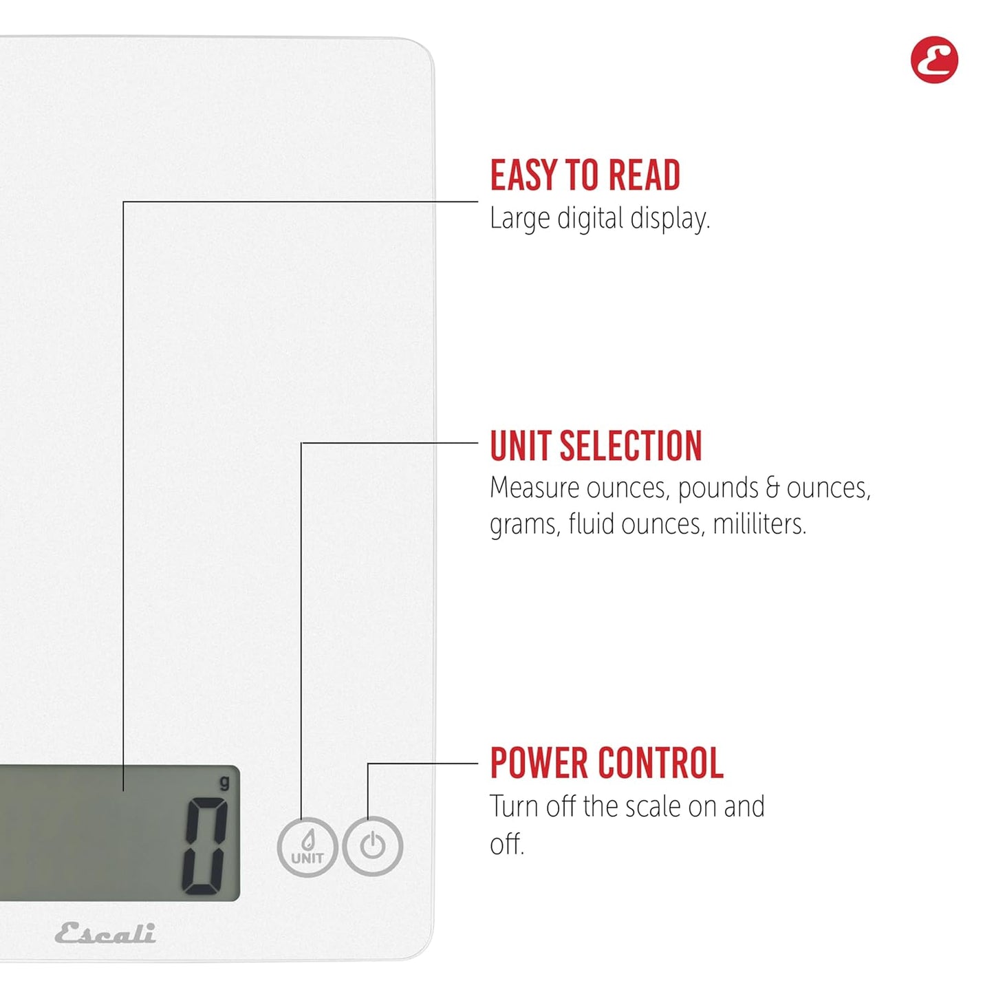 Escali Arti Glass Food Scale Digital Countertop Kitchen, Baking and Cooking Scale with Nutrition and Calorie Counter, 15-Pound Capacity, 9" x 6.5" x .75", Gray Storm
