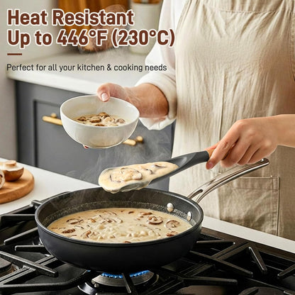 3 PACK Cooking Spatula Spoon for Nonstick Cookware, Multifunction Spoonula Great for Cooking, Serving, Baking, Mixing, Stirring, Scoop, Scrape - Sturdy BPA-Free Heat Resistant Silicone & Wood Handle