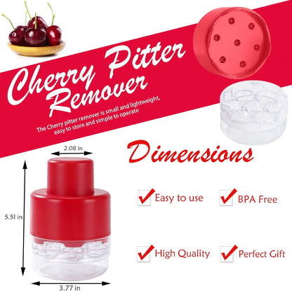 Cherry Pitter Tool,7-Hole Adjustable Fruit Seed Remover with Push-Down Design, Portable for Kitchen, Bakery & Fruit (White)