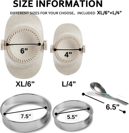 Empanada Maker Press, 6-Inch Extra Large Dumpling Maker Set with Dough Cutter, Dumpling Mold Set for Pierogi, Pastelitos, Calzone, Turnovers, Chinese Dumpling, 5Sizes (6"/5"/4"/3"/2.6")