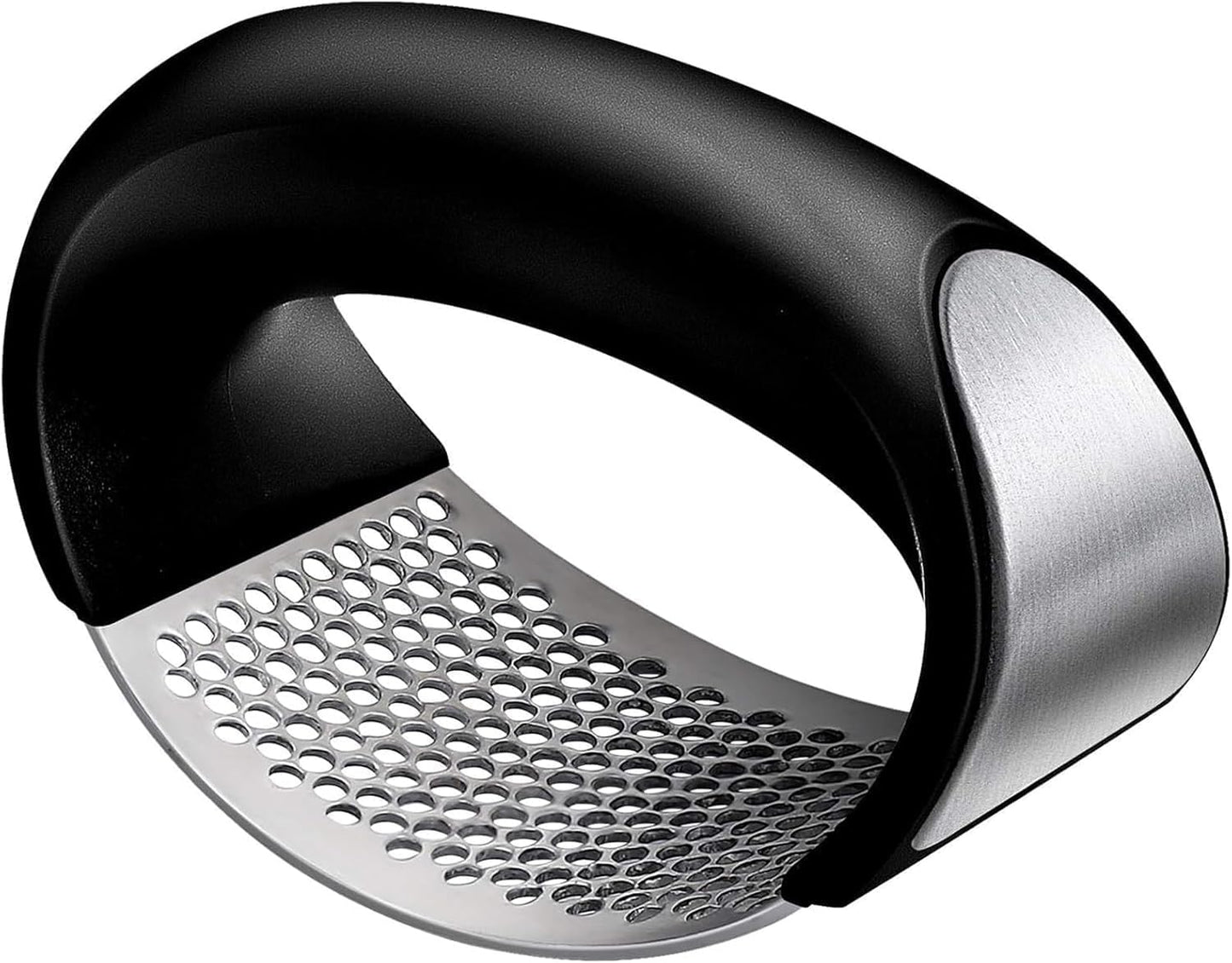 Garlic Press Rocker - Stainless Steel Garlic Crusher, Mincer and Chopper with Peeler & Scraper, Easy Kitchen Gadget for Effortless Smashing garlic crusher stainless steel